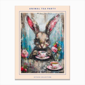 Kitsch Cute Animal Tea Party 3 Poster Canvas Print