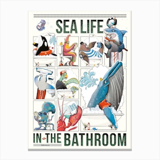 Sea life In The Bathroom Canvas Print