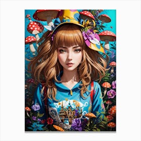 Girl With A Mushroom Hat Canvas Print