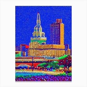 Fort Worth, City Us  Pointillism Canvas Print