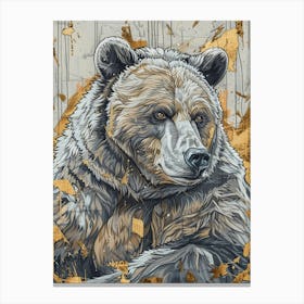 Brown Bear Precisionist Illustration 2 Canvas Print