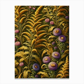 Goldenrod Stems Botanical Floral inspired by William Morris Canvas Print