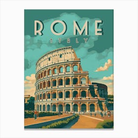 Colosseum In Rome Travel Poster Canvas Print