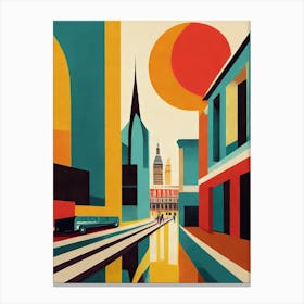 London City Street, Geometric Abstract Art Canvas Print