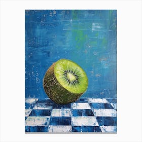 Kiwi Blue Checkerboard 2 Canvas Print