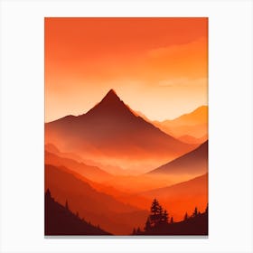 Misty Mountains Vertical Composition In Orange Tone 234 Canvas Print