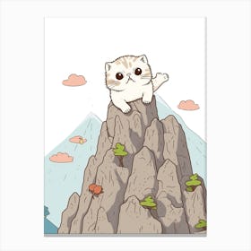 Kawaii Cat Drawings Rock Climbing 2 Canvas Print