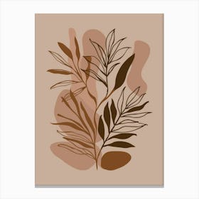 Leaf On A Brown Background Canvas Print