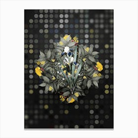 Vintage Tall Bearded Iris Flower Wreath on Dot Bokeh Pattern n.0730 Canvas Print