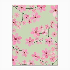 Cherry Blossom | 07 – Pastel Green Canvas Print