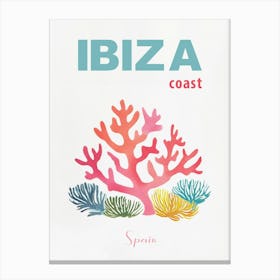 Ibiza Coast Reiseposter, Korallen Sommer Kunst Canvas Print