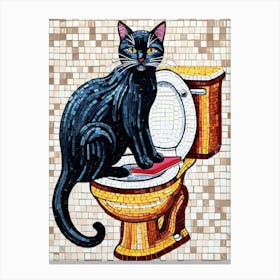 Black Cat On Toilet Canvas Print