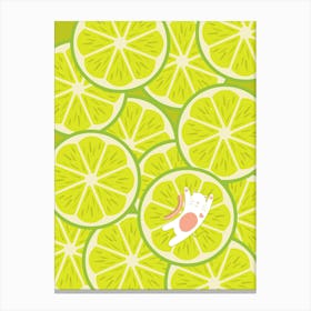 Lime Slices and a Cat Canvas Print