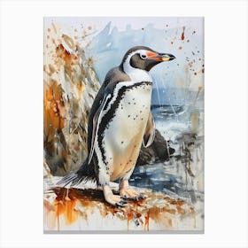 Humboldt Penguin Grytviken Watercolour Painting 2 Canvas Print