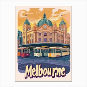 Aihrgdesign A Vintage Travel Poster Of Melbourne Featuring Th 26c84a13 2932 4e1f 9a5d 48efa245583d 2 Canvas Print