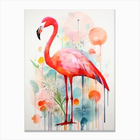 Bird Painting Collage Greater Flamingo 2 Canvas Print