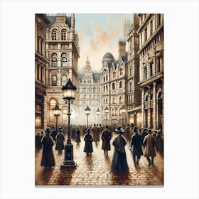 Walking In The Street Vintage AI Canvas Print