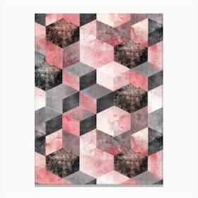 Pink And Black Geometric Pattern Canvas Print