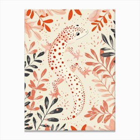 Coral Tokay Gecko Abstract Modern Illustration 2 Canvas Print