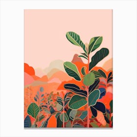 Boho Plant Painting Rubber Plant Ficus 5 Canvas Print