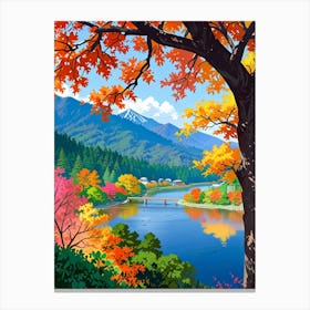 Autumn Trees On The River Canvas Print