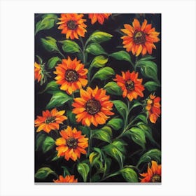 Sunflower Orange Still Life Oil Painting Flower Canvas Print