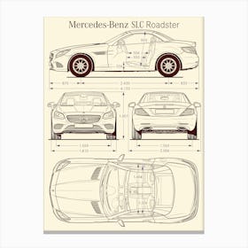 Mercedes Benz SLC 2015 car blueprint Canvas Print