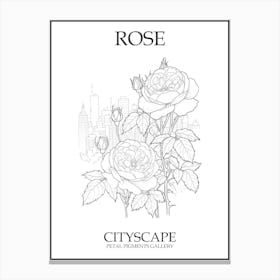 Rose Cityscape Line Drawing 2 Poster Canvas Print
