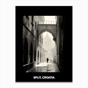 Poster Of Split, Croatia, Mediterranean Black And White Photography Analogue 1 Canvas Print