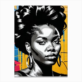 Vintage Graffiti Mural Of Beautiful Black Woman 46 Canvas Print