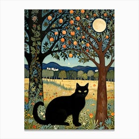 William Morris Black Cat In The Orchard Canvas Print