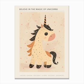 Beige Cute Kids Unicorn 2 Poster Canvas Print