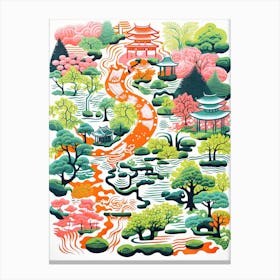 Portland Japanese Gardens Abstract Riso Style 1 Canvas Print