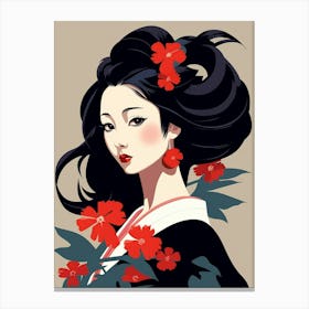 Geisha Japanese Style Illustration 12 Canvas Print