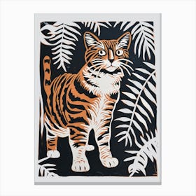 Balinese Cat Linocut Blockprint 3 Canvas Print