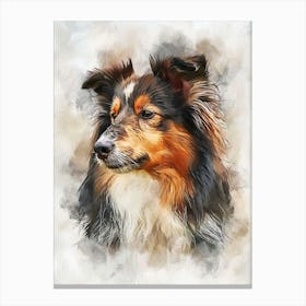 Shetland Sheepdog Watercolor Painting 2 Canvas Print