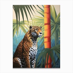 Jaguar 2 Tropical Animal Portrait Canvas Print