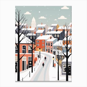 Retro Winter Illustration Newcastle United Kingdom 2 Canvas Print