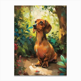 Dachshund Acrylic Painting 4 Canvas Print