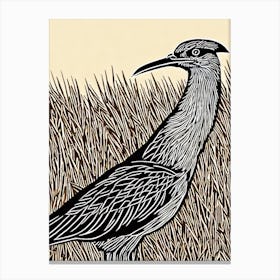 Roadrunner Linocut Bird Canvas Print