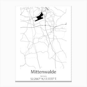 Mittenwalde,Germany Minimalist Map Canvas Print