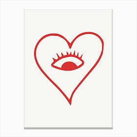 Eye Of The Heart Cool Red Canvas Print