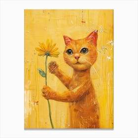 Cat With A Flower Canvas Print