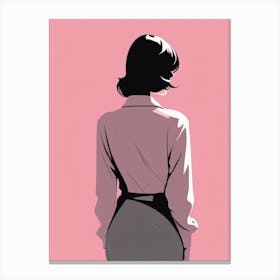 Back View of a Woman in Pink Canvas Print
