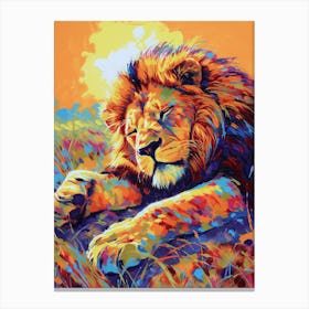 Transvaal Lion Resting In The Sun Fauvist Painting 1 Canvas Print