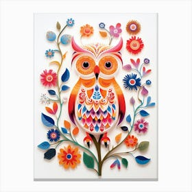 Scandinavian Bird Illustration Owl 1 Canvas Print