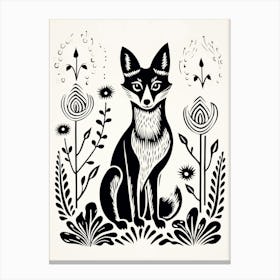 Red Fox Linocut Illustration Card 1 Canvas Print