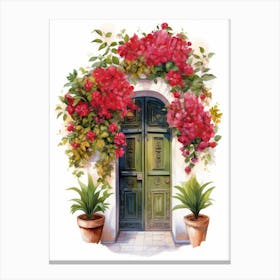 Malaga, Spain   Mediterranean Doors Watercolour Painting 1 Canvas Print