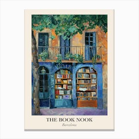 Barcelona Book Nook Bookshop 4 Poster Canvas Print