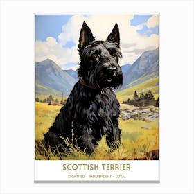 Scottish Terrier (Dog Breed - Travel Poster Style) 2 1 Canvas Print
